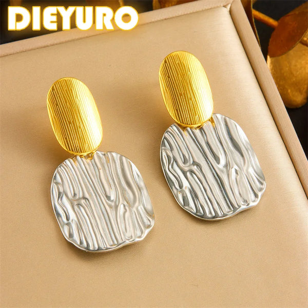 Stainless Steel Geometric Stripe Earrings